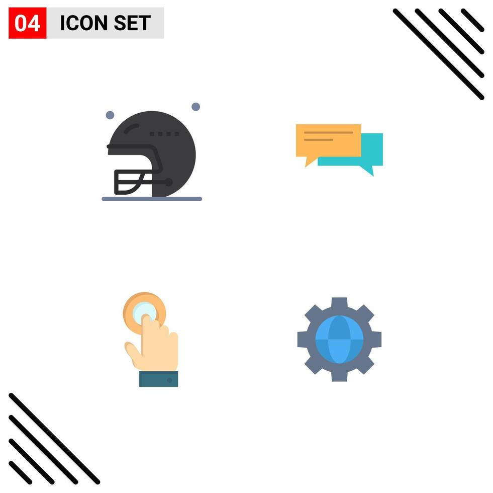 pack de 4 signes et symboles d'icônes plates modernes pour les supports d'impression Web tels que le football, les bulles de sports sociaux et les éléments de conception vectoriels modifiables vecteur