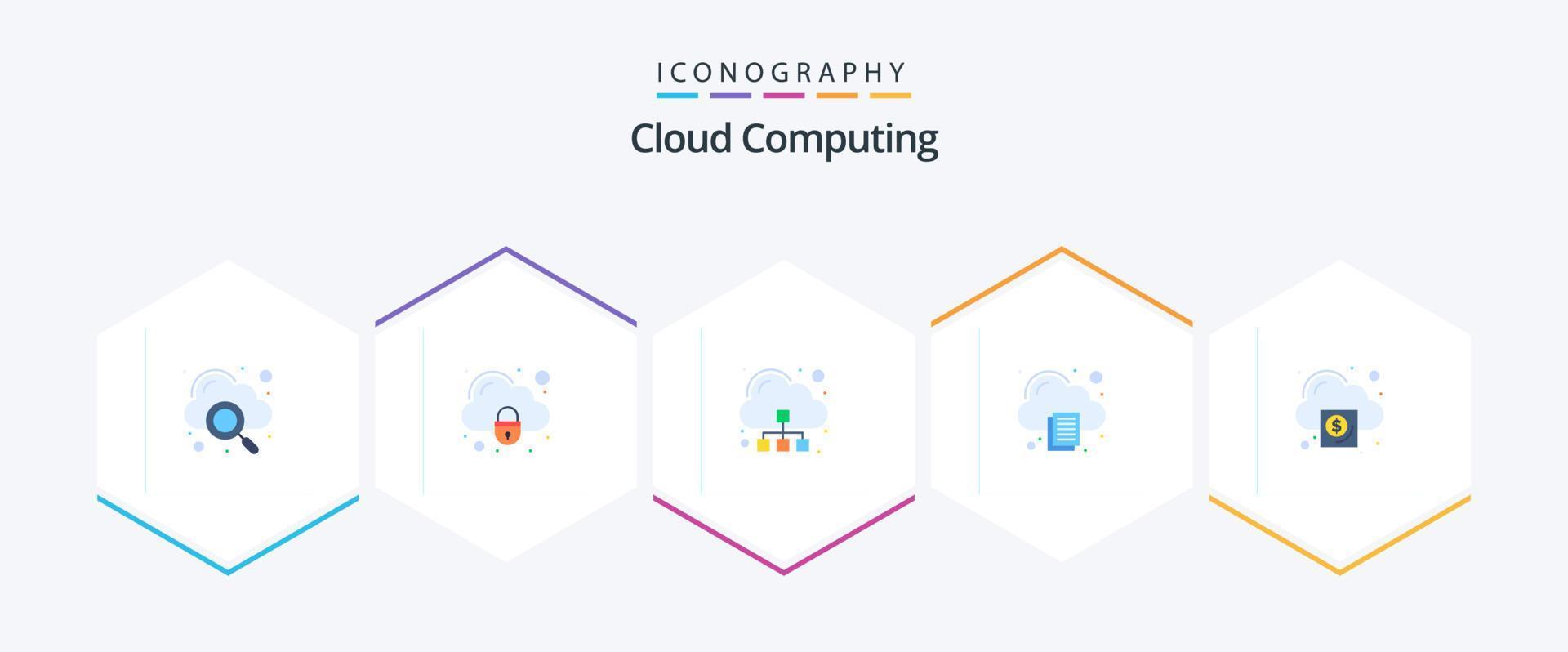 cloud computing 25 pack d'icônes plates comprenant le cloud. nuage. imprimer. nuage vecteur