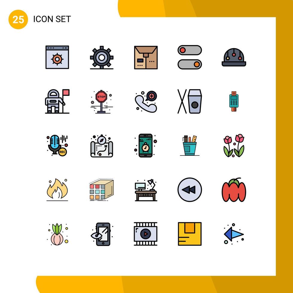 interface mobile ligne remplie couleur plate ensemble de 25 pictogrammes de jouet bébé programmation bascule contrôle éléments de conception vectoriels modifiables vecteur