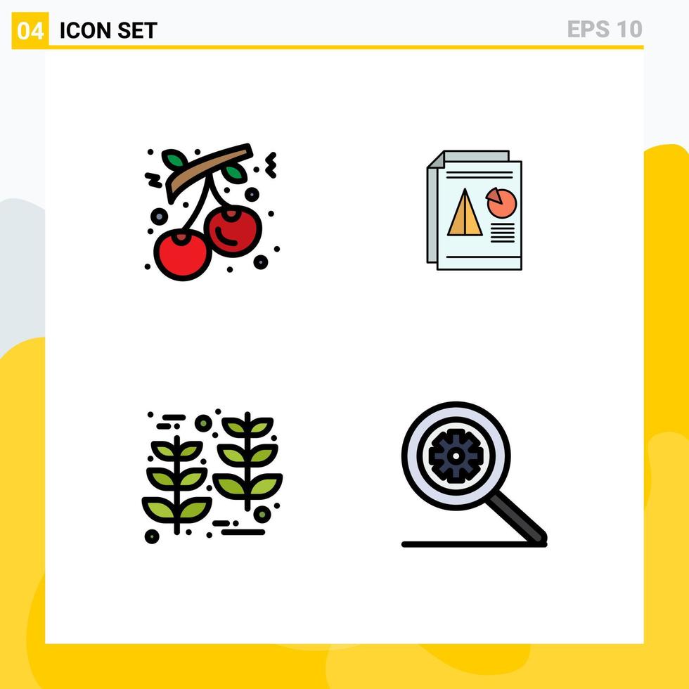 pack d'icônes vectorielles stock de 4 signes et symboles de ligne pour la présentation de vacances d'affaires berry récolte éléments de conception vectoriels modifiables vecteur