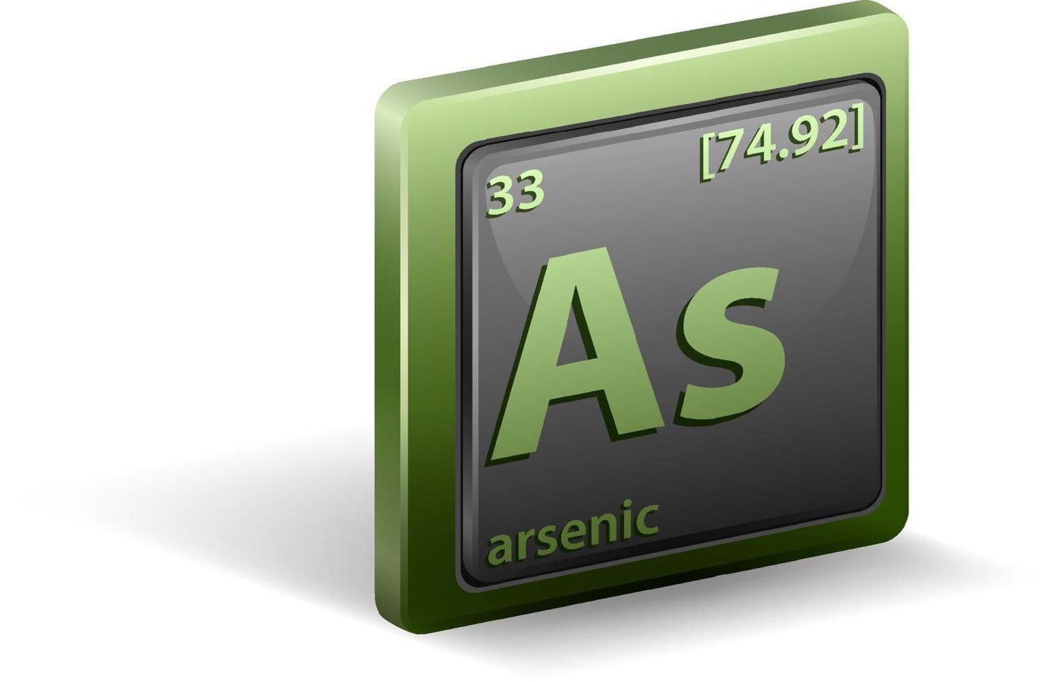 élément chimique de l'arsenic. symbole chimique avec numéro atomique et masse atomique. vecteur