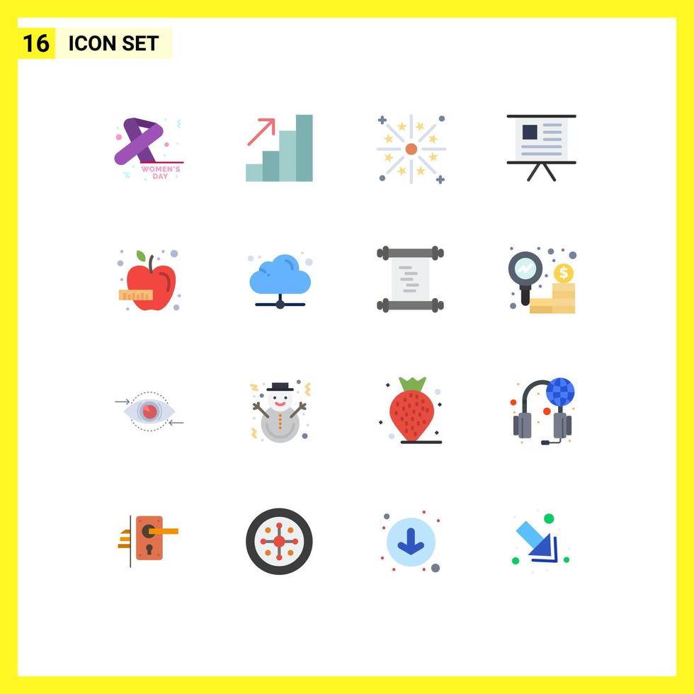 16 interface utilisateur pack de couleurs plates de signes et symboles modernes du graphique de festivité marketing apple business pack modifiable d'éléments de conception de vecteur créatif