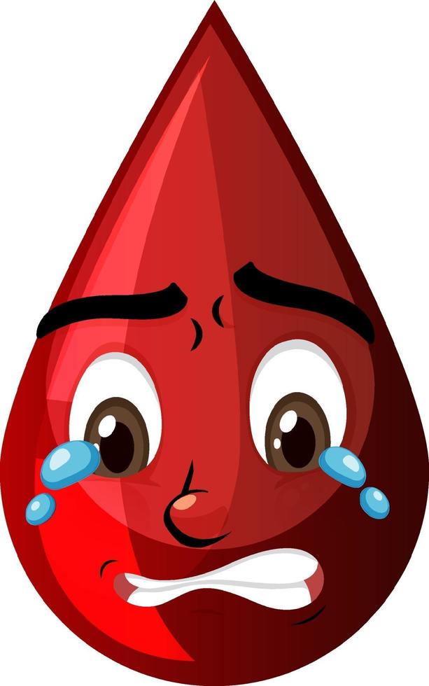 goutte de sang rouge avec expression faciale vecteur