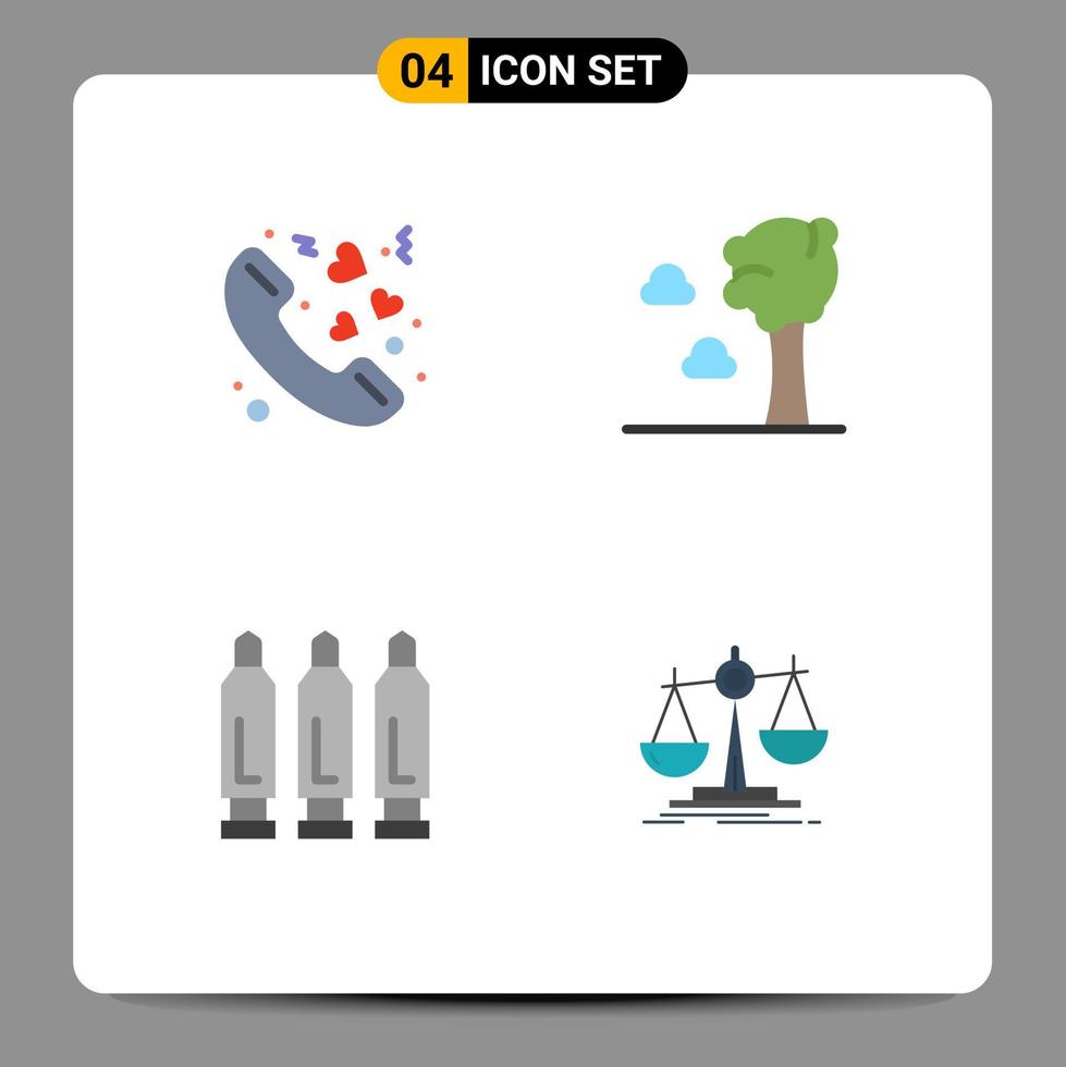4 icônes plates vectorielles thématiques et symboles modifiables d'éléments de conception vectorielle modifiables call shoot valentine nature balance vecteur