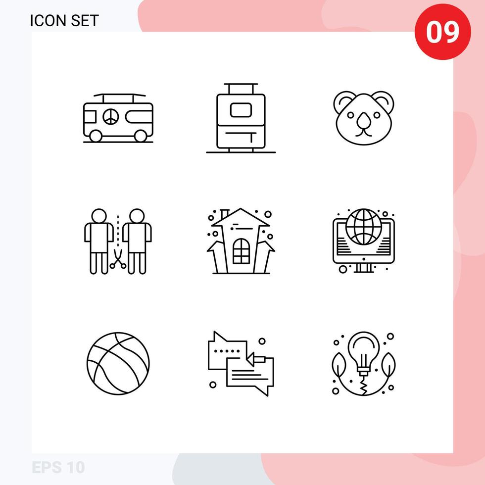 ensemble de 9 symboles d'icônes d'interface utilisateur modernes signes pour les gens du château australie esprit famille éléments de conception vectoriels modifiables vecteur