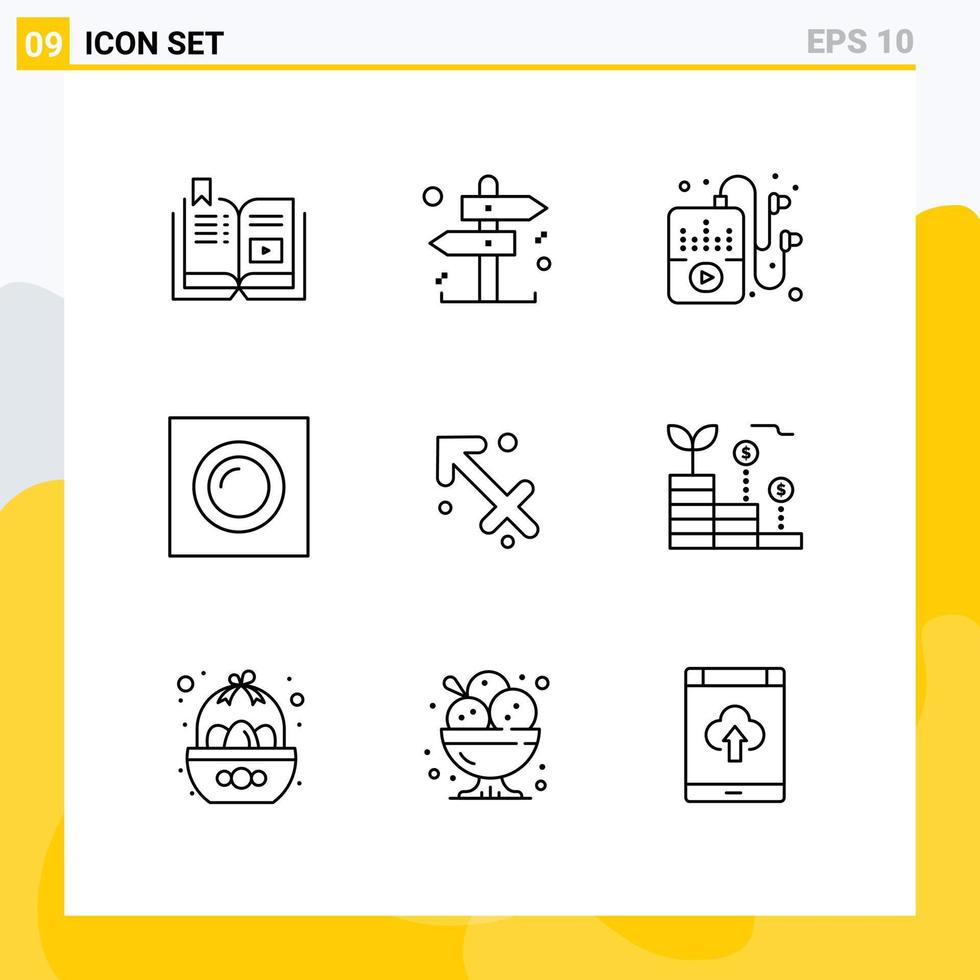 ensemble de 9 symboles d'icônes d'interface utilisateur modernes signes pour les loisirs d'astrologie du zodiaque lampe encastrée éléments de conception vectoriels modifiables vecteur