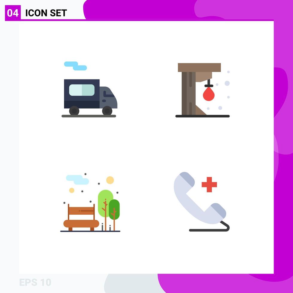 ensemble moderne de 4 icônes et symboles plats tels que la balle de boxe de jardin de livraison jouer des éléments de conception vectoriels modifiables médicaux vecteur