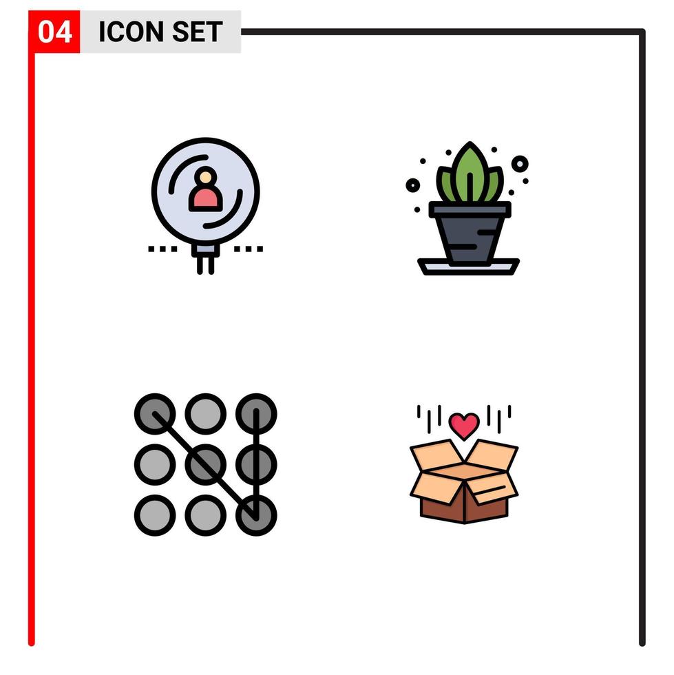 4 icônes créatives signes et symboles modernes de modèle de recherche cadeau de vie professionnel éléments de conception vectoriels modifiables vecteur