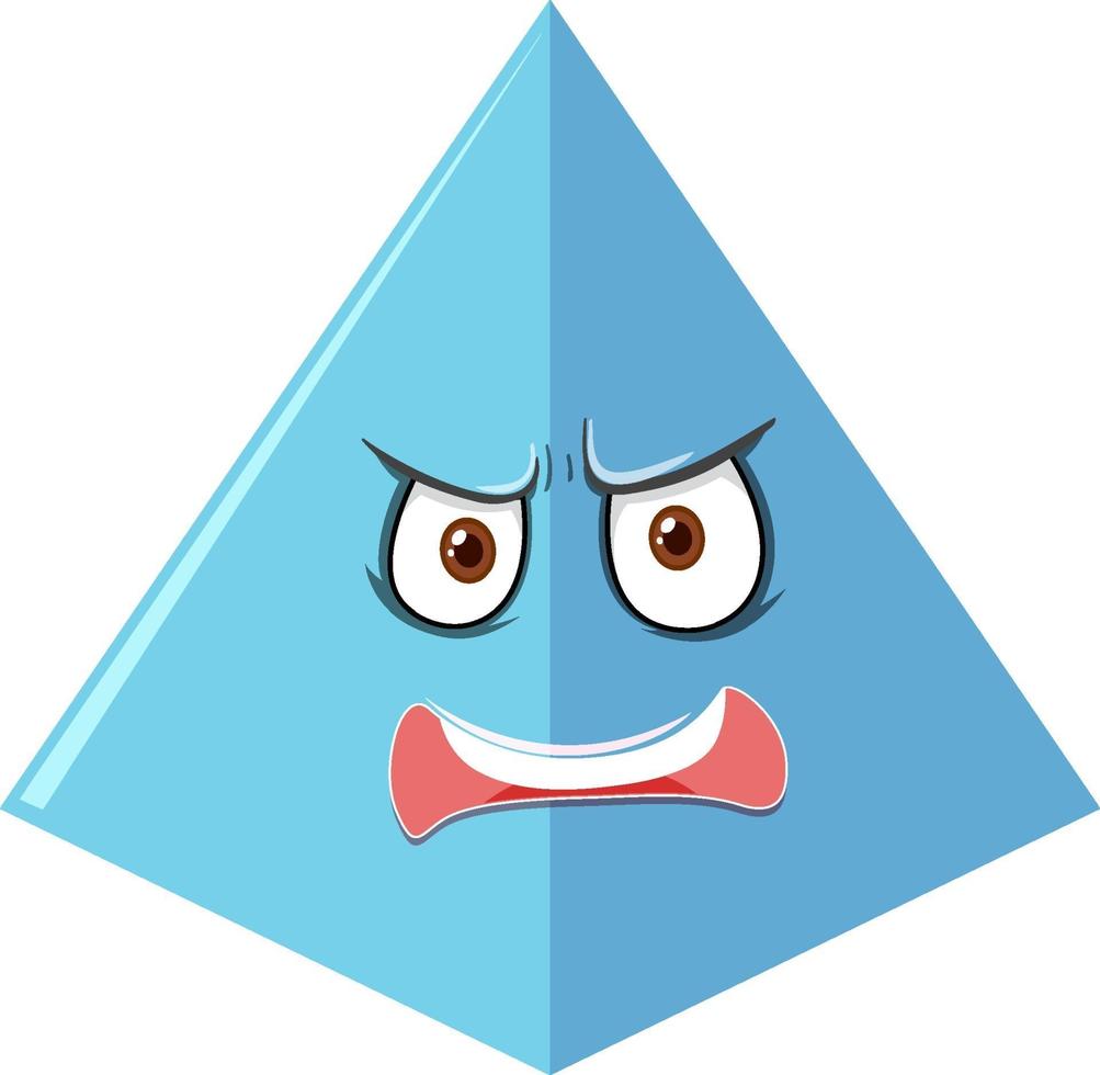 personnage de dessin animé de pyramide carrée avec expression de visage sur fond blanc vecteur