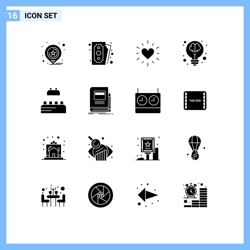 pack d'icônes vectorielles stock de 16 signes et symboles de ligne pour les éléments de conception vectoriels modifiables créatifs de la lumière du coeur de la science du constructeur vecteur