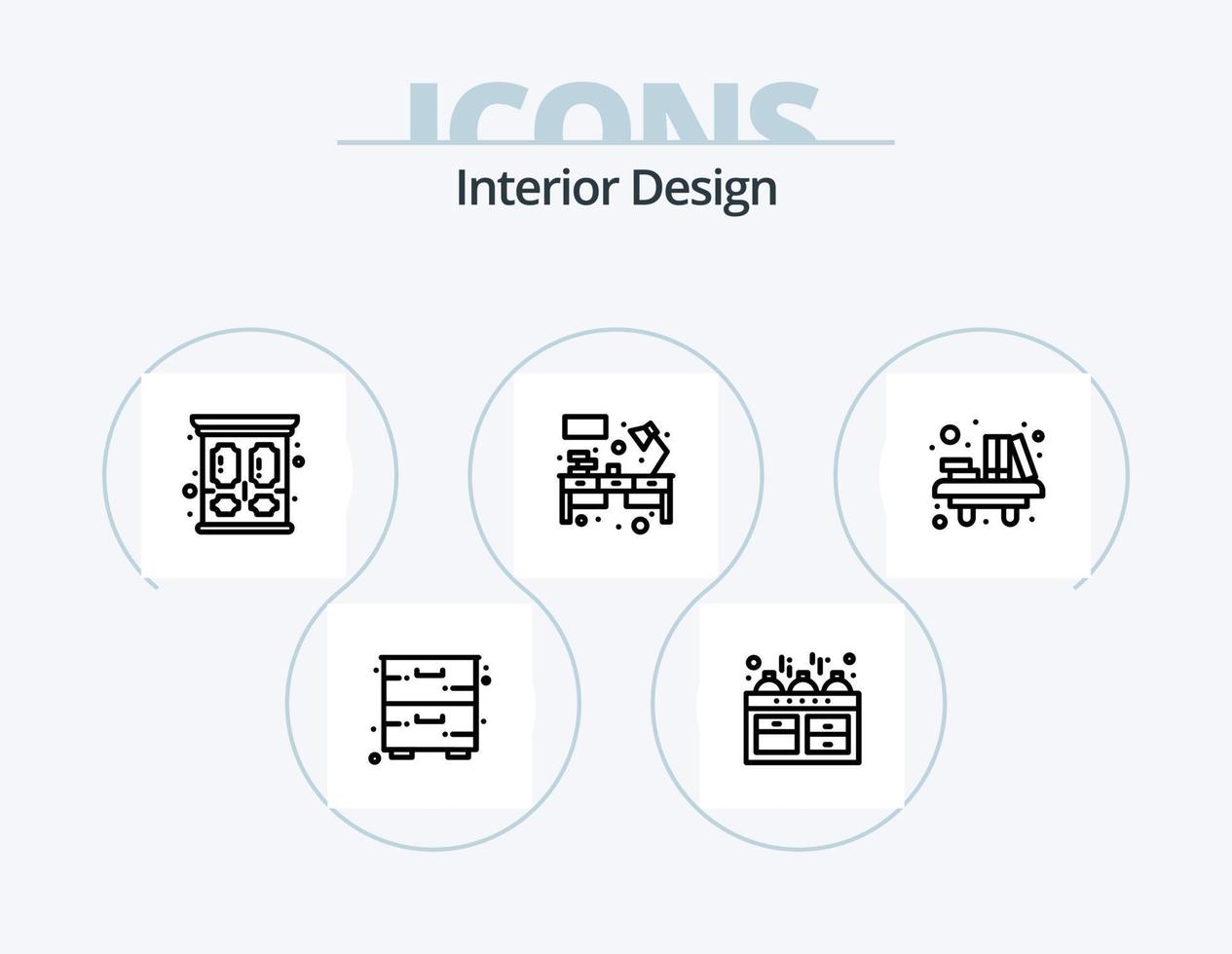 pack d'icônes de ligne de design d'intérieur 5 conception d'icônes. tableau. auberge. armoire. couchette. maison vecteur