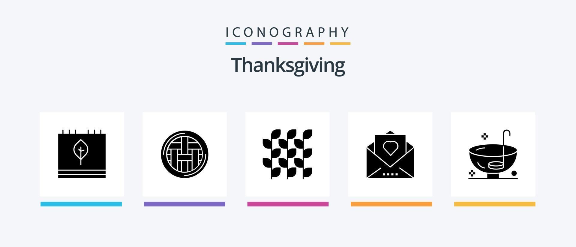pack d'icônes glyphe 5 de thanksgiving comprenant une lettre d'amour. cœur. tarte. Millet. grain. conception d'icônes créatives vecteur