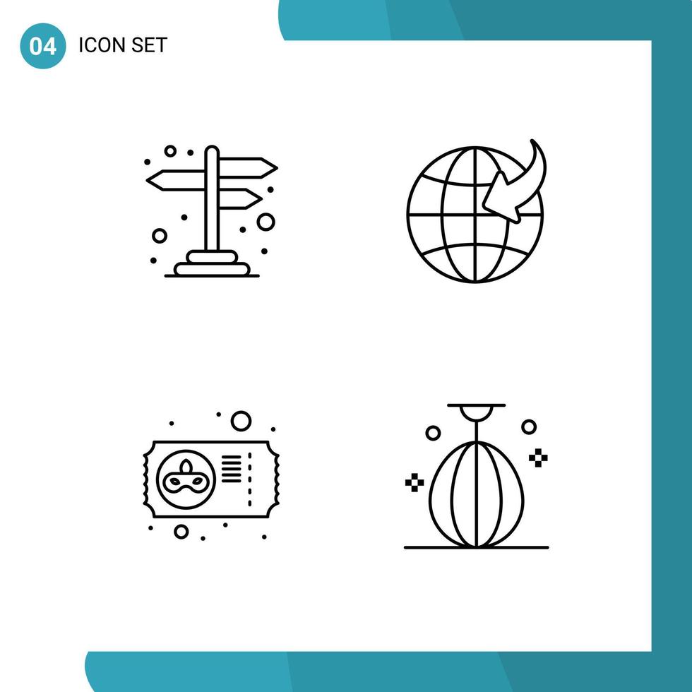 ensemble de 4 symboles d'icônes d'interface utilisateur modernes signes pour le masque de direction cross road voyage sac éléments de conception vectoriels modifiables vecteur