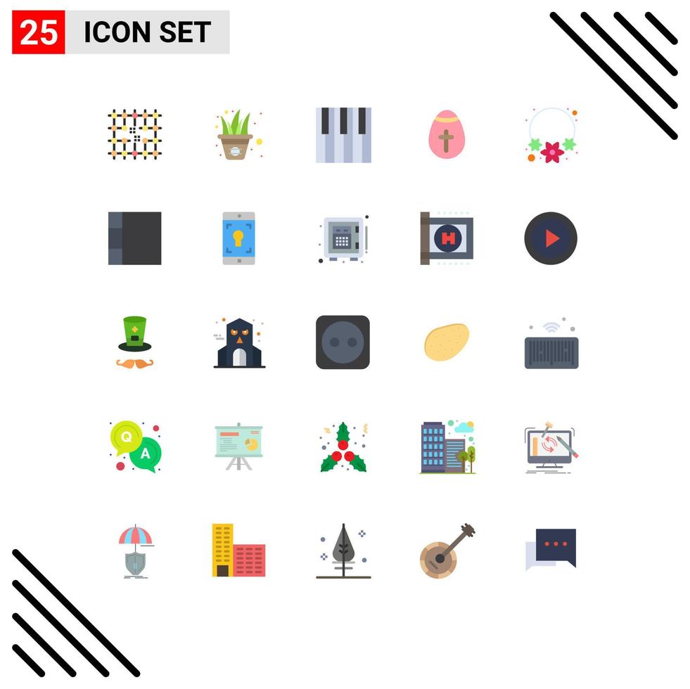 ensemble de 25 symboles d'icônes d'interface utilisateur modernes signes pour les vacances pot d'oeufs oeuf de pâques piano éléments de conception vectoriels modifiables vecteur