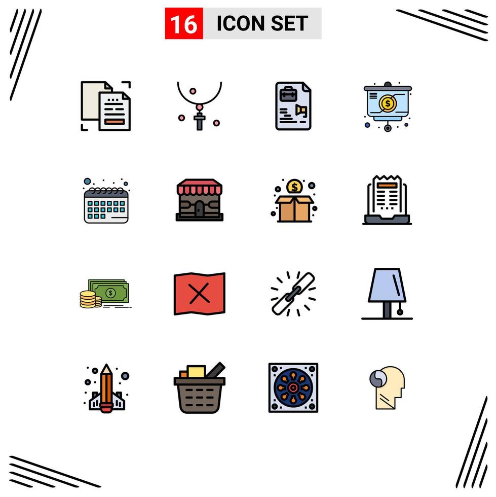 ensemble de 16 symboles d'icônes d'interface utilisateur modernes signes pour l'argent stratégie vacances présentation travail modifiable éléments de conception de vecteur créatif