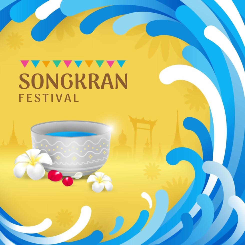 bannière de célébration du festival de l'eau songkran vecteur