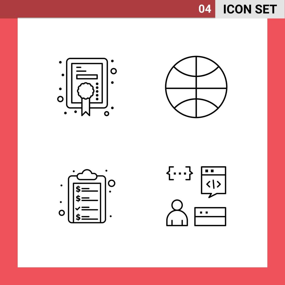 symboles d'icônes universels groupe de 4 couleurs plates modernes de presse-papiers de diplôme réalisation festival argent éléments de conception vectoriels modifiables vecteur