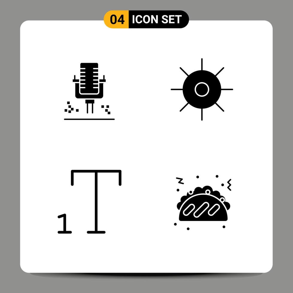 4 concept de glyphe solide pour les sites Web mobiles et les applications mic subscript enregistrement science restauration rapide éléments de conception vectoriels modifiables vecteur