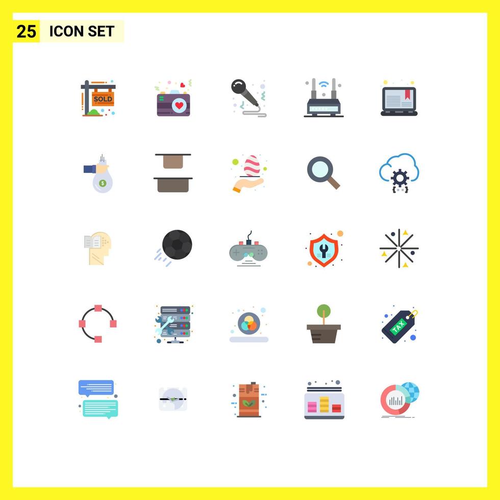 paquet de couleur plat de 25 symboles universels bien sûr technologie d'anniversaire wifi éléments de conception vectoriels modifiables sur internet vecteur