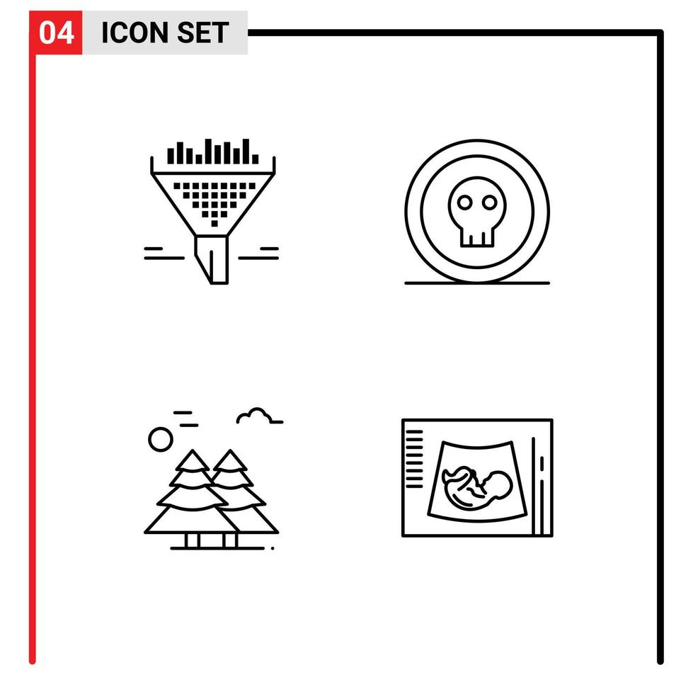 ensemble de 4 symboles d'icônes d'interface utilisateur modernes signes pour filtre tri alpin halloween canada éléments de conception vectoriels modifiables vecteur