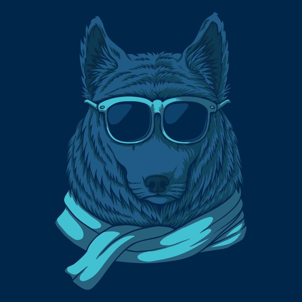 illustration vectorielle de loup lunettes vecteur