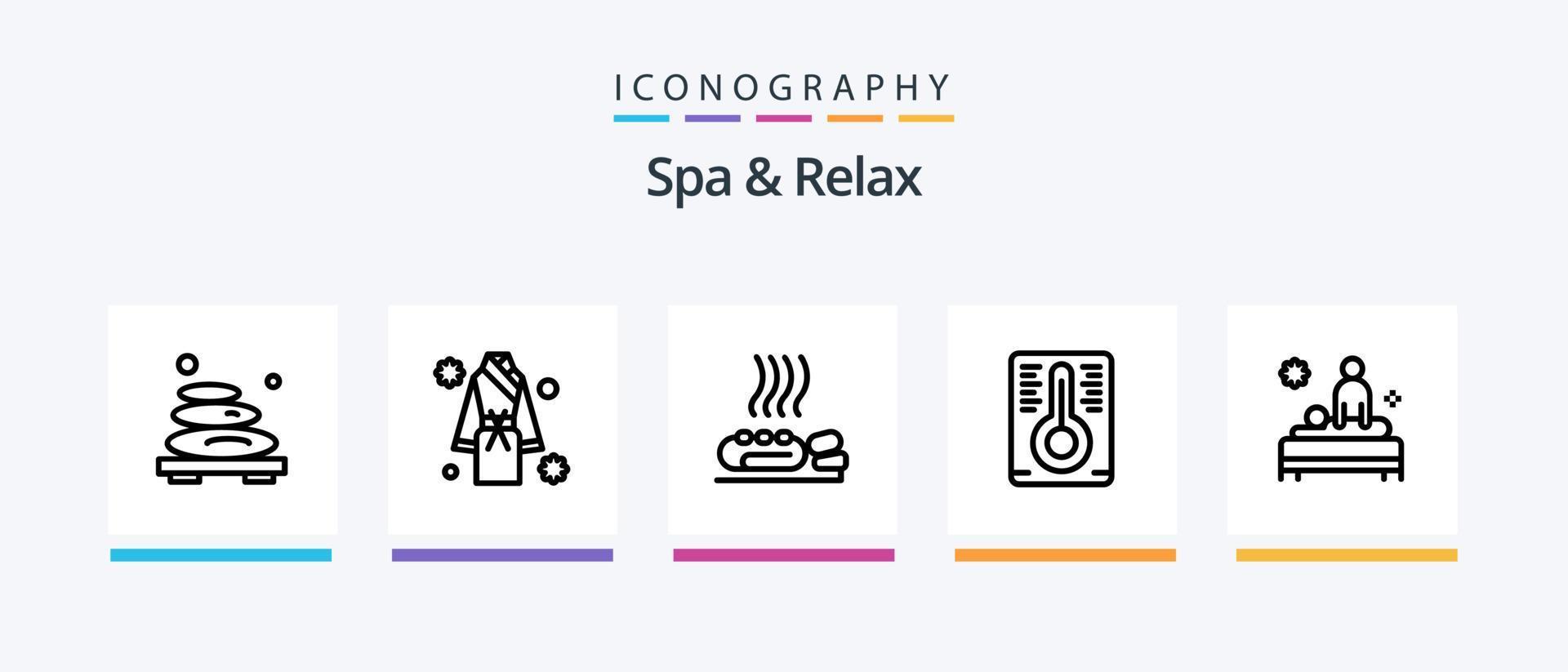 pack d'icônes spa et relax ligne 5 comprenant une lotion. produits de beauté. spa en bouteille. beauté. spa. conception d'icônes créatives vecteur
