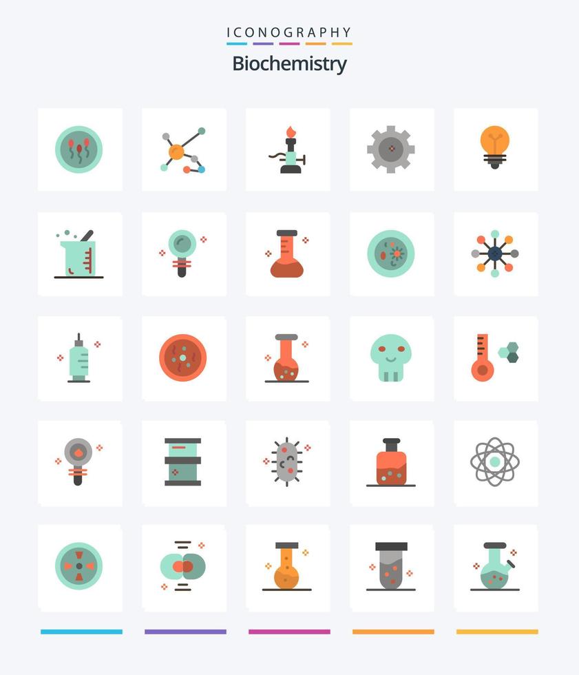 biochimie créative 25 pack d'icônes plates telles que la chimie. engrenage. ADN. torche. lumière vecteur