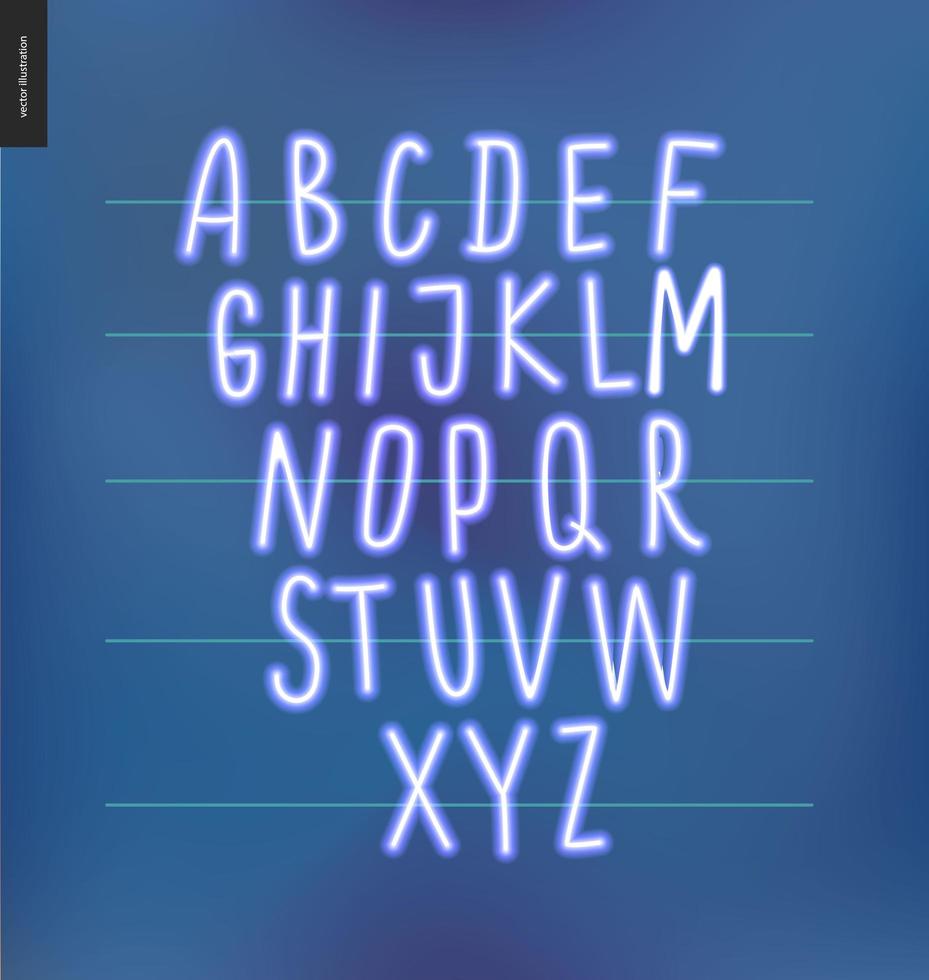 alphabet lumineux néon vecteur