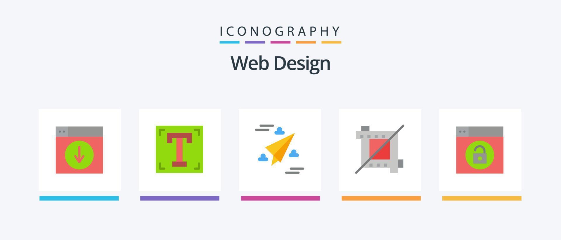pack d'icônes plat 5 de conception web, y compris web. conception. programme. culture. papier. conception d'icônes créatives vecteur