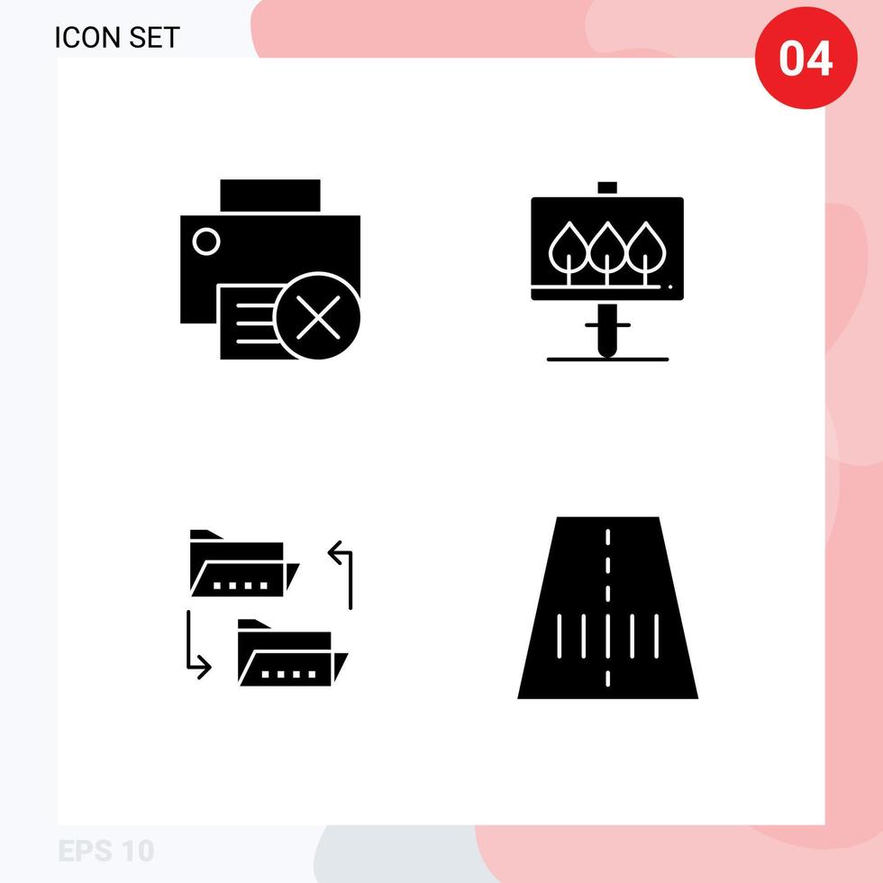 4 icônes créatives signes et symboles modernes d'ordinateurs signe matériel de document partage de fichiers éléments de conception vectoriels modifiables vecteur