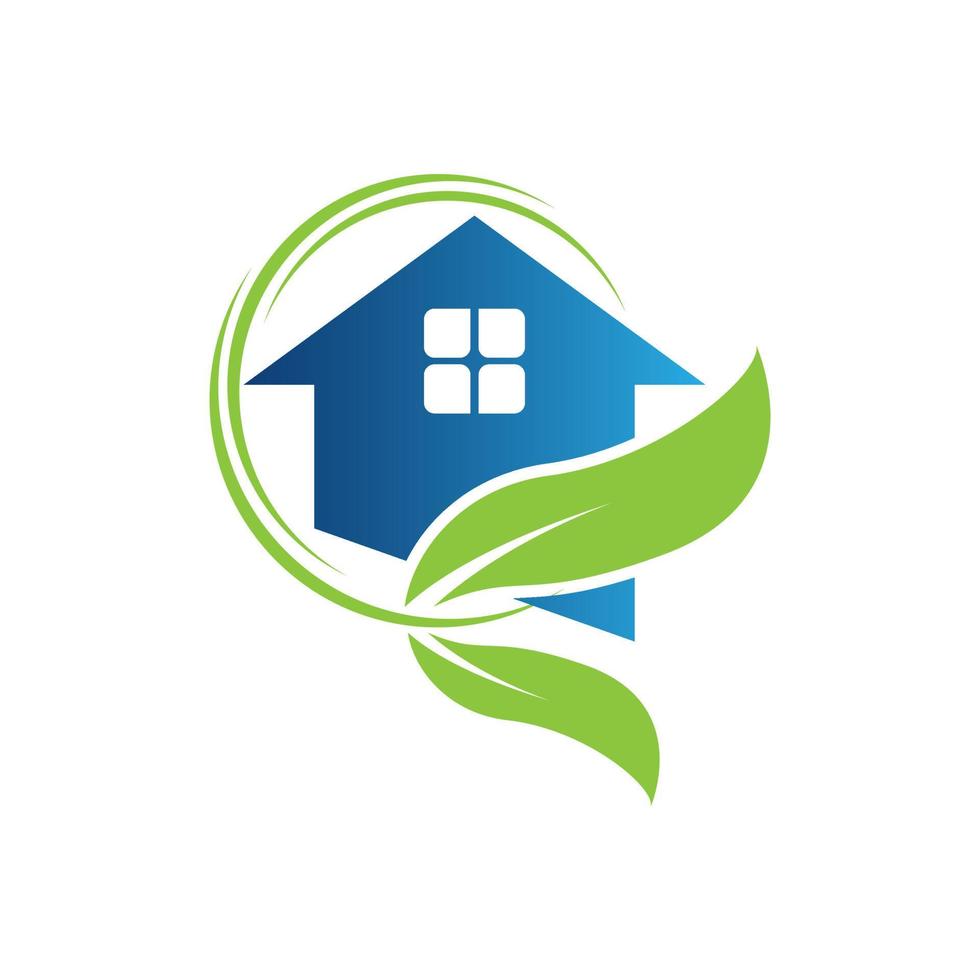 maison respectueuse de la nature une maison écologique verte avec une feuille pour l'illustration de conception de logo sur fond blanc vecteur