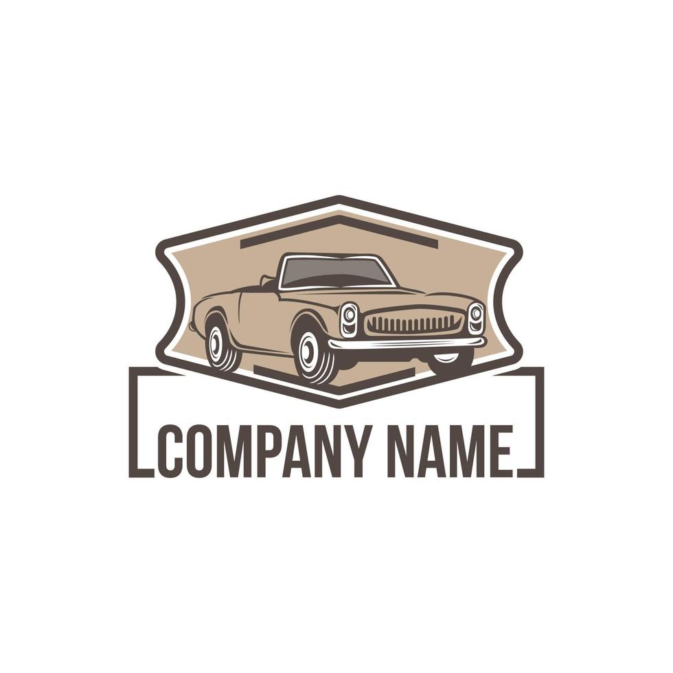 inspiration de conception de vecteur de voiture vintage classique. modèle de conception de logo de voiture automatique. logotype de symbole de véhicule classique. une silhouette de symbole de voiture classique. logo d'art de ligne simple de voiture vintage.