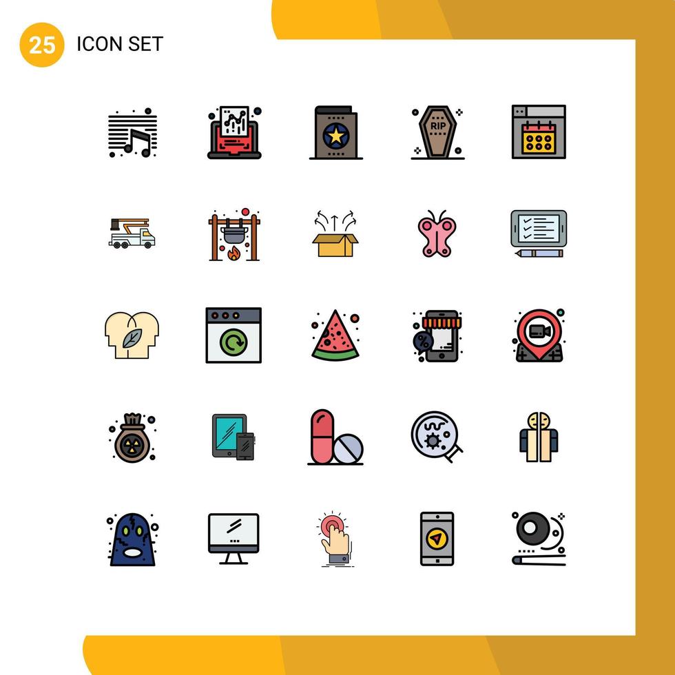ensemble de 25 symboles d'icônes d'interface utilisateur modernes signes pour halloween mort livre cercueil apprentissage éléments de conception vectoriels modifiables vecteur