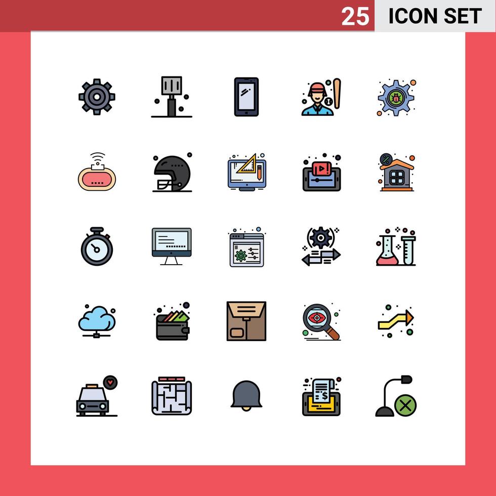 ensemble de 25 symboles d'icônes d'interface utilisateur modernes signes pour joueur de baseball cuisine baseball android éléments de conception vectoriels modifiables vecteur