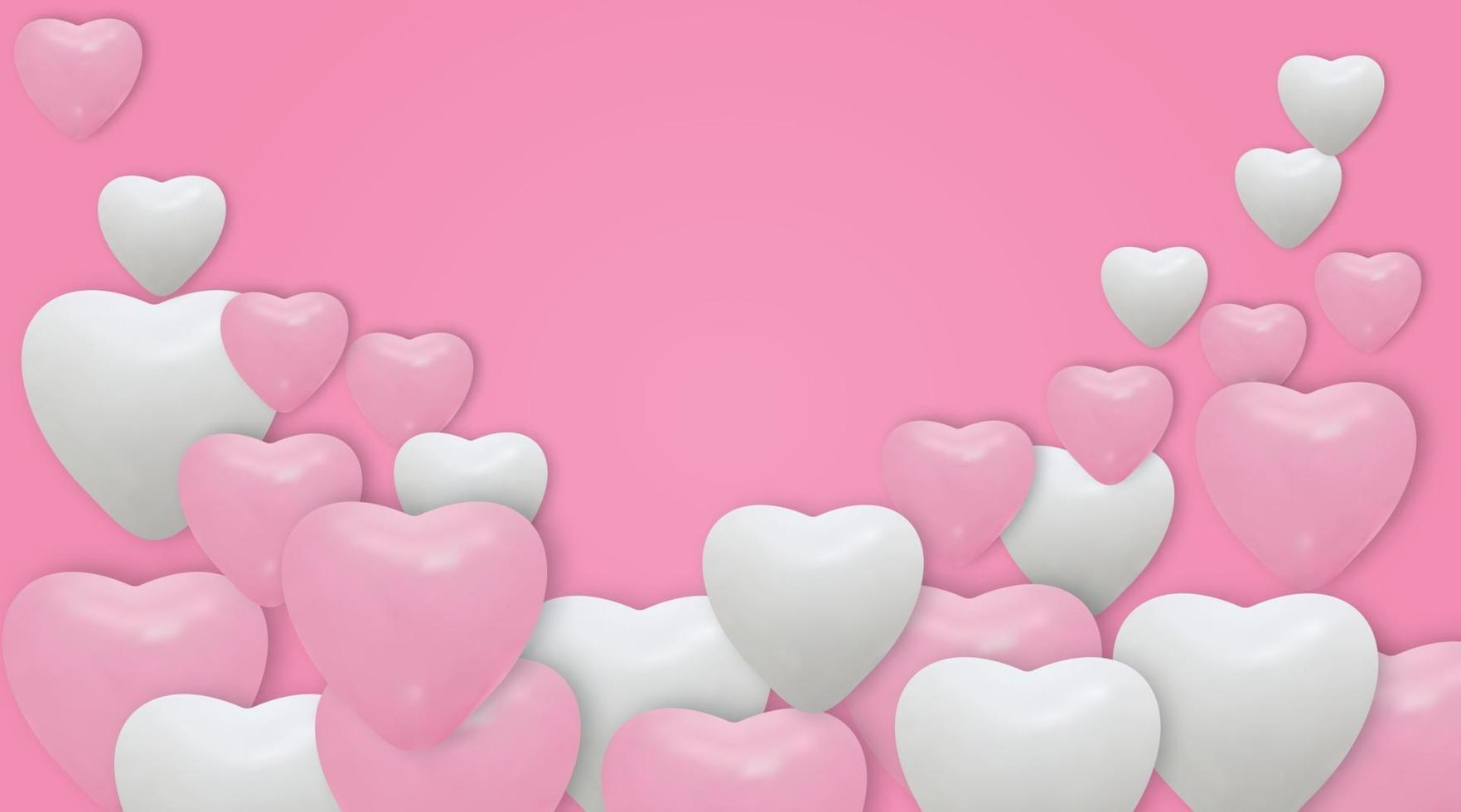 ballons coeur blanc et rose sur fond rose. ballons réalistes et place pour le texte. illustration vectorielle vecteur