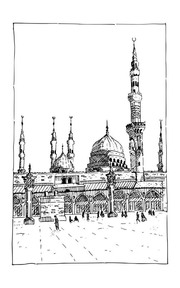 mosquée vecteur illustration de croquis dessinés à la main, encre