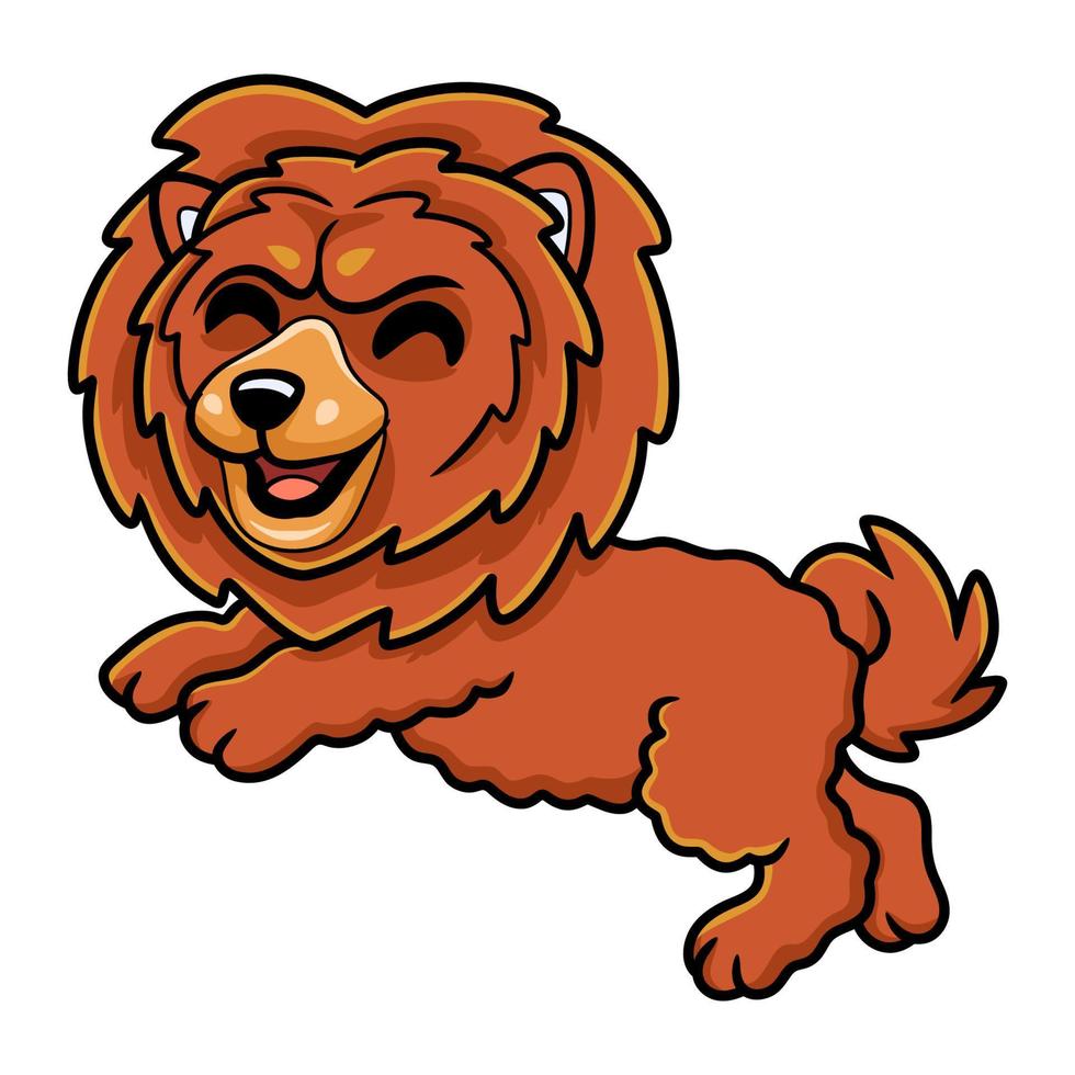 mignon, petit, chien lion, dessin animé, sauter vecteur