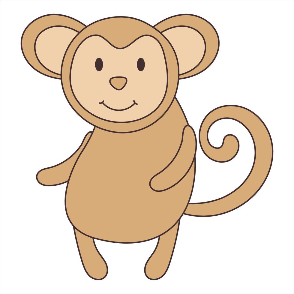 singe de dessin animé de vecteur. animal africain. drôle de singe gentil. drôle mignon adorable petit animal africain pour l'impression de mode, les vêtements pour enfants, la pépinière, l'affiche, l'invitation, la conception de cartes de voeux vecteur