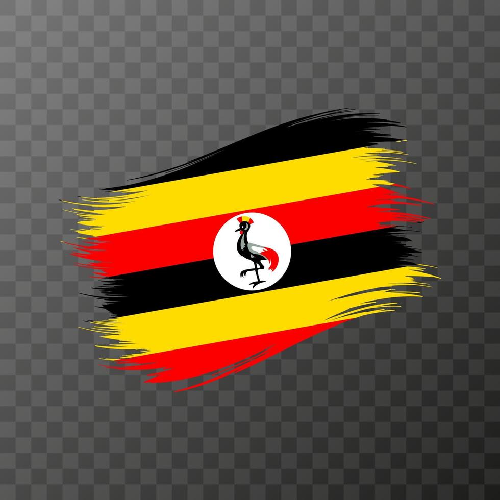 drapeau national ougandais. coup de pinceau grunge. vecteur