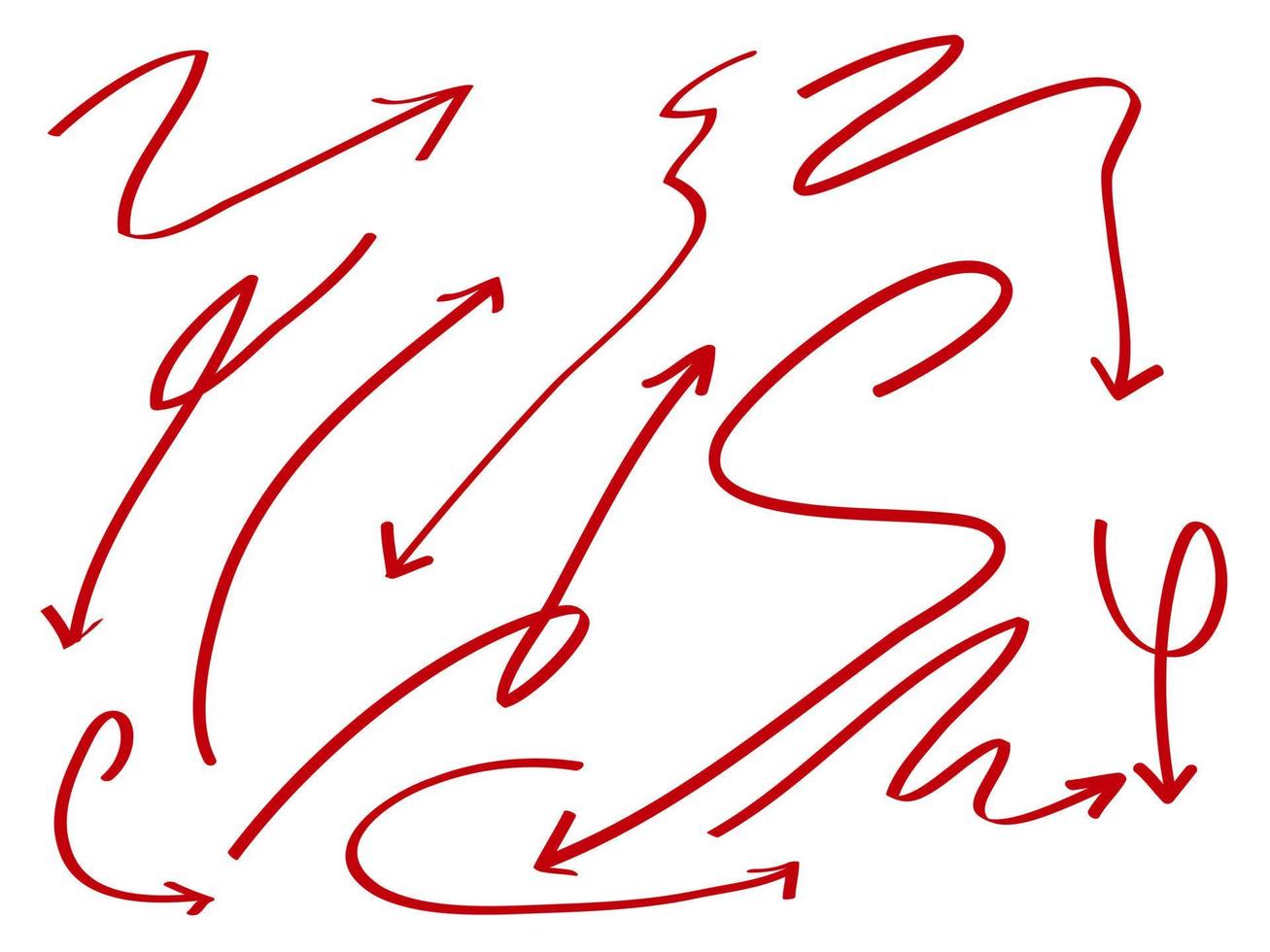 ensemble d'icônes de flèches de doodle. icône de flèche avec différentes directions. style dessiné à la main. isolé sur fond blanc. illustration vectorielle vecteur