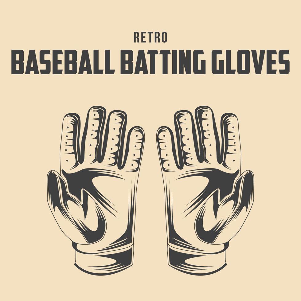 illustration vectorielle de gants de frappeur de baseball rétro vecteur