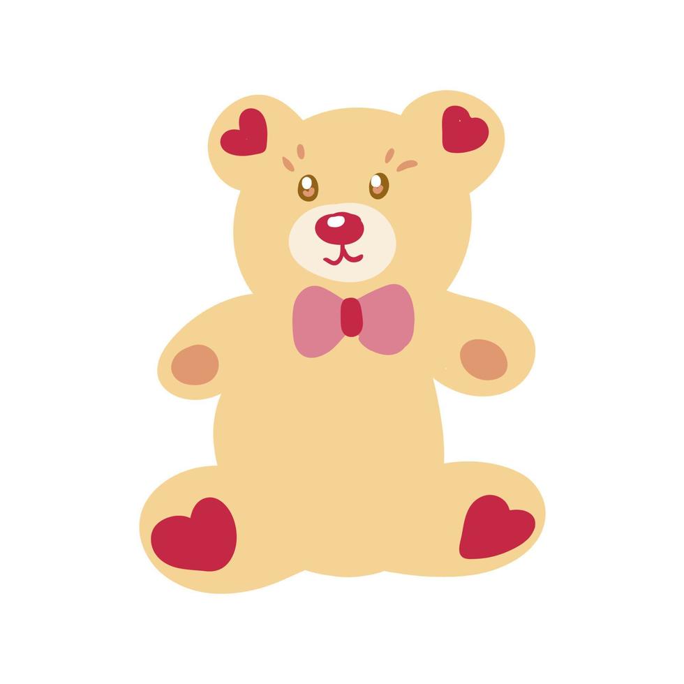 illustration vectorielle d'ours brun dessiné à la main avec dessin à l'encre de coeur, beaux éléments de conception animale. illustration drôle jouet de saint valentin sur fond blanc isolé. vecteur
