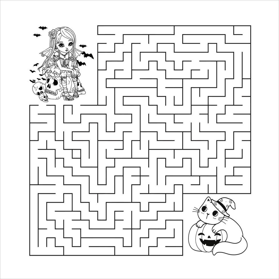 jeu de labyrinthe de dessin animé mignon. labyrinthe. jeu amusant pour l'éducation des enfants. illustration vectorielle vecteur