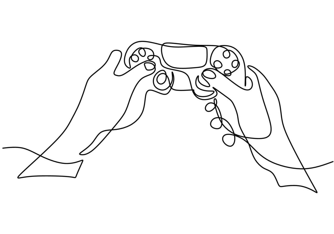 un dessin en ligne continue des mains avec joystick. vecteur