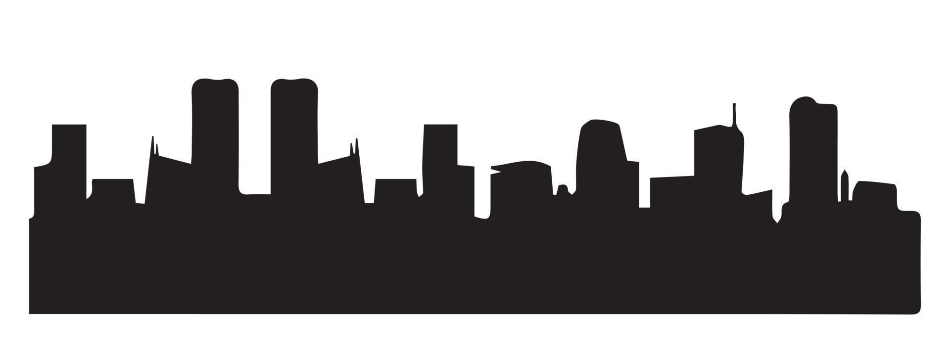 silhouette noire des bâtiments de la ville. forme de la ville. signe d'horizon de la ville. isolé sur fond blanc. illustration vectorielle vecteur
