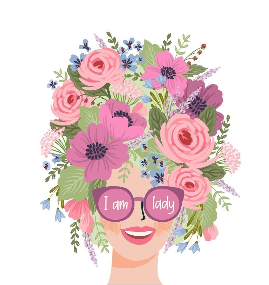 illustration isolée d'une femme avec des fleurs. concept pour la journée internationale de la femme et autres usages vecteur