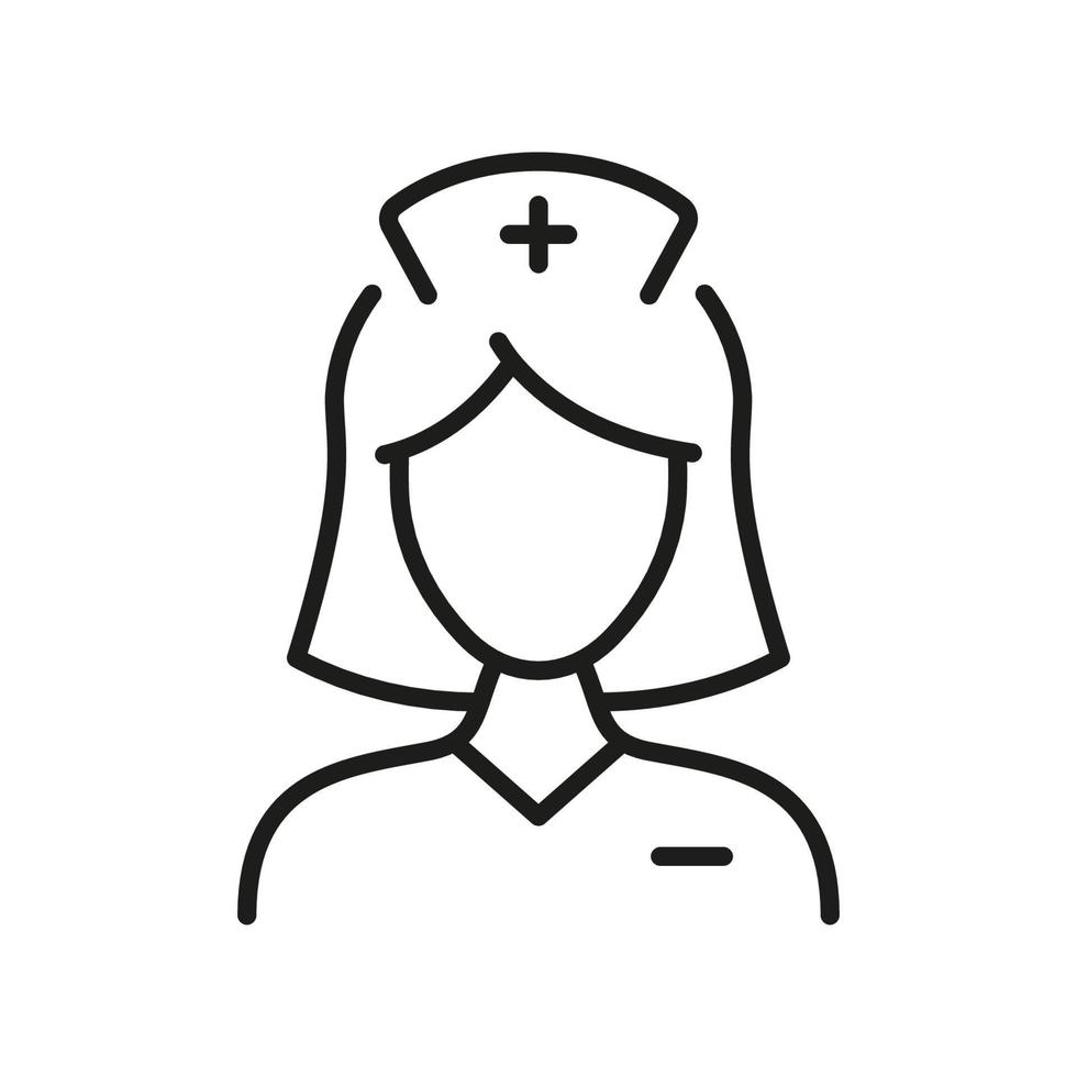 icône de ligne femme médecin. pictogramme linéaire du personnel féminin de l'hôpital. icône de contour femme médecin spécialiste. professionnel du médecin de la santé. dame infirmière. trait modifiable. illustration vectorielle isolée. vecteur