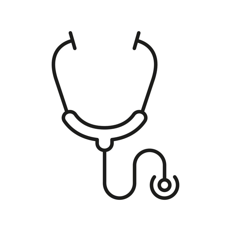 icône de ligne de stéthoscope. outil médical pour le pictogramme linéaire de diagnostic de maladie cardiaque. icône de contour de l'instrument du médecin. symbole de soins de santé du médecin. trait modifiable. illustration vectorielle isolée. vecteur