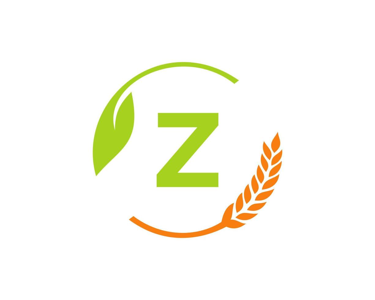 logo de l'agriculture sur le concept de lettre z. création de logo d'agriculture et d'élevage. agro-industrie, éco-ferme et conception de campagne rurale vecteur