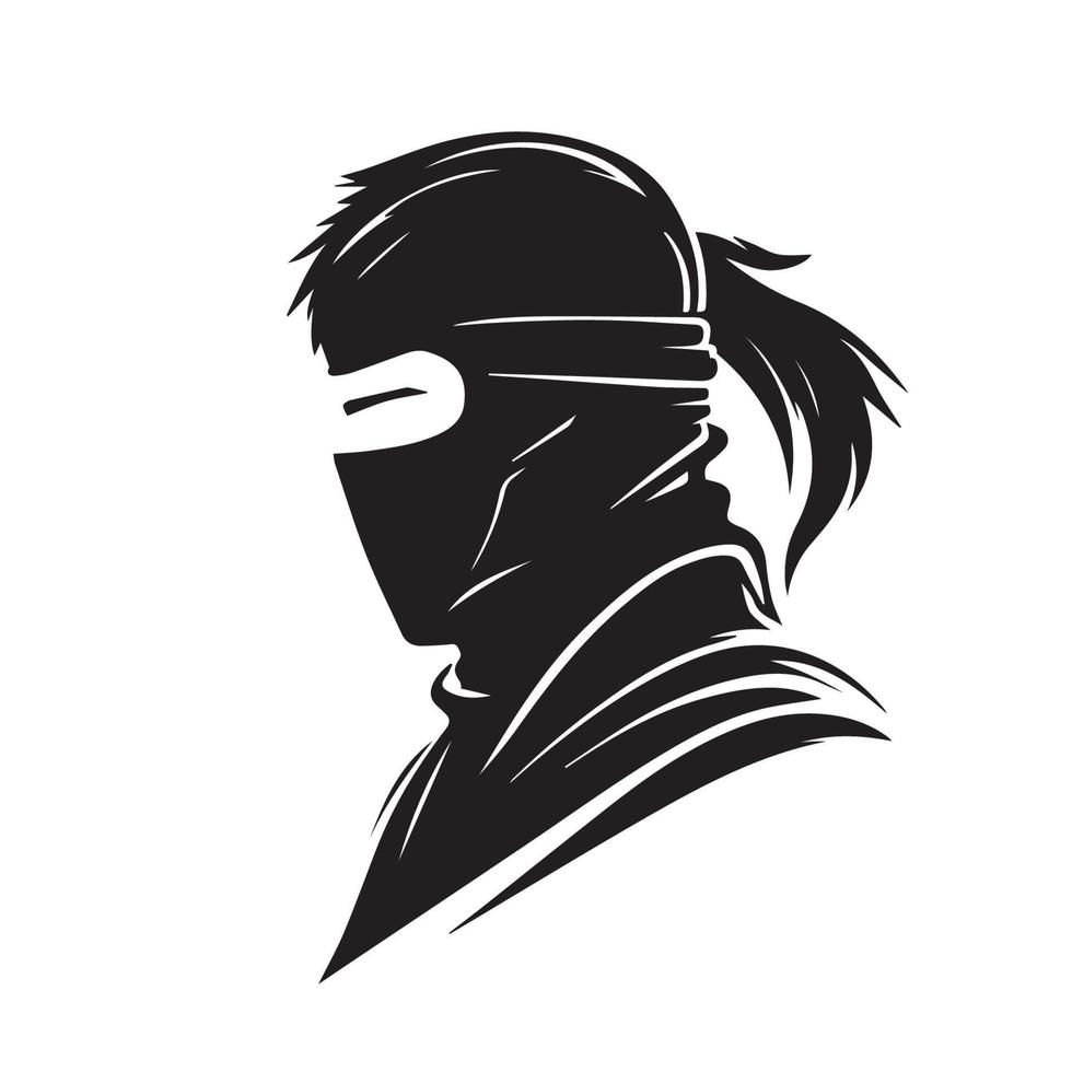 icône de vecteur ninja. logo minimal simple d'assassin à capuchon. guerrier japonais isolé idée de furtivité